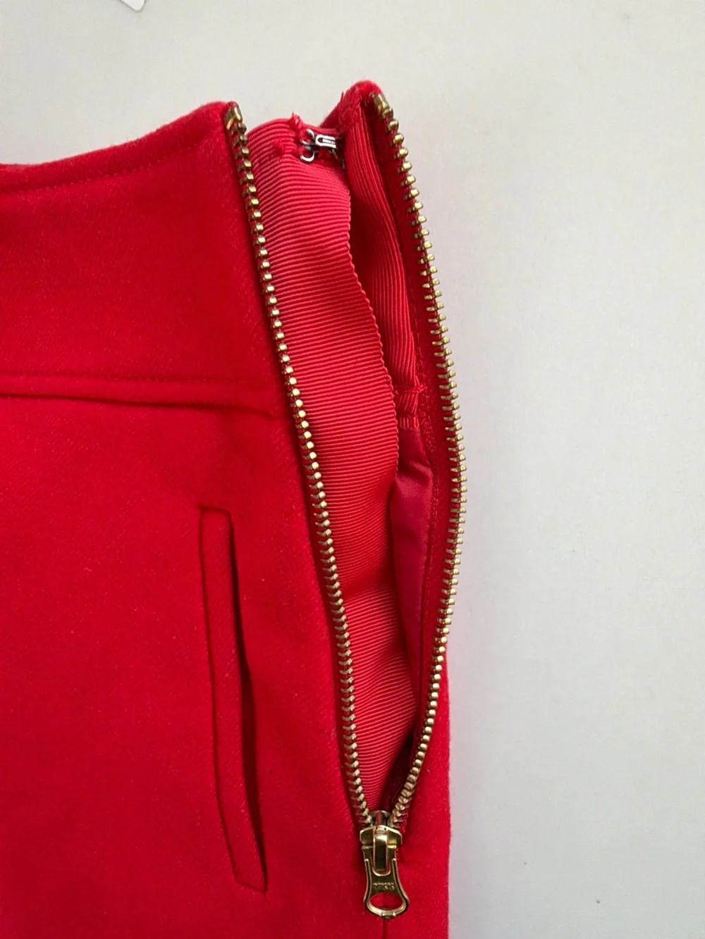 J. Crew Red A-Line Mini Skirt with Side Zip